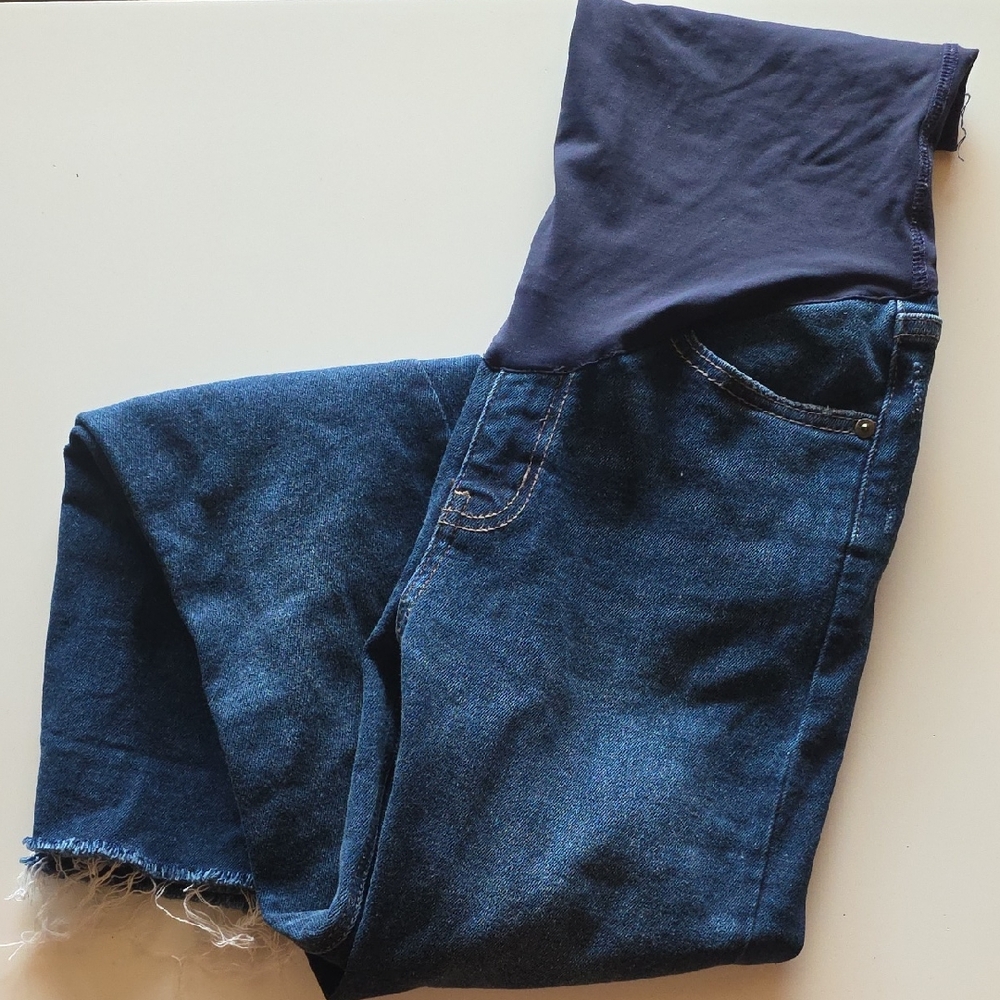 Pinkblush Dark Blue Maternity Cropped Jeans